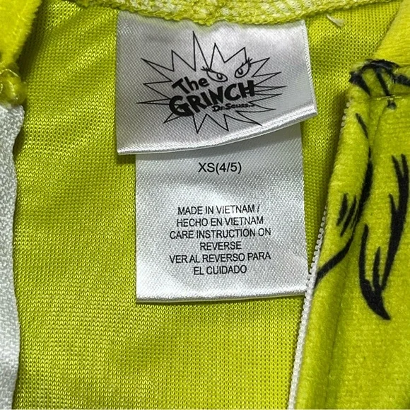 NWT Kids The Grinch Christmas Long Sleeve Union Suit- Green XS - Picture 6 of 8